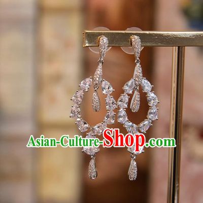 Top Grade Handmade Classical Hair Accessories Baroque Tassel Earrings, Princess Zircon Eardrop for Women