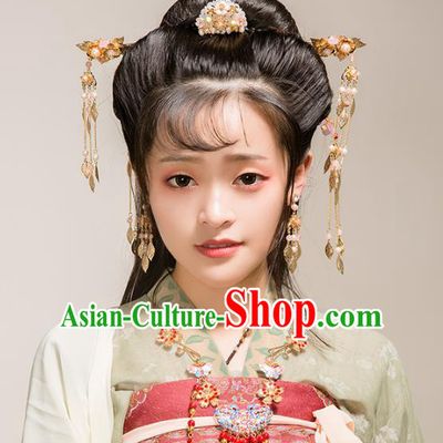 Aisan Chinese Handmade Classical Hair Accessories Pink Jade Hair Comb Tassel Step Shake Complete Set, China Xiuhe Suit Hairpins Wedding Headwear for Women