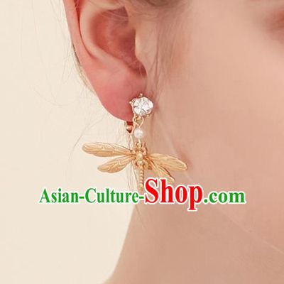 Top Grade Handmade Classical Jewelry Accessories Wedding Earrings Bride Golden Dragonfly Eardrop Women