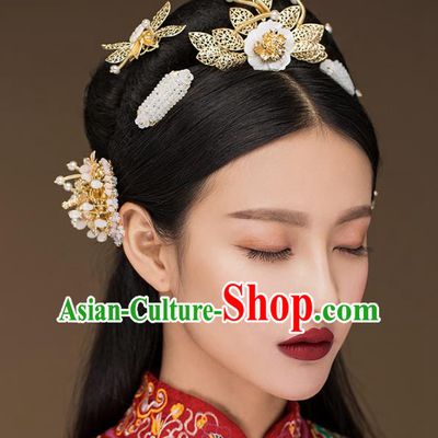 Aisan Chinese Handmade Classical Hair Accessories Hair Comb Complete Set, China Xiuhe Suit Hairpins Wedding Headwear for Women