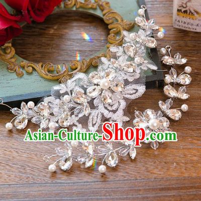 Top Grade Handmade Classical Hair Accessories Baroque Style Princess Crystal Hair Clasp Lace Hair Stick Headwear for Women