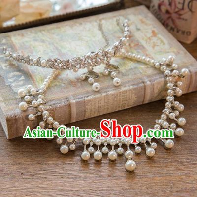 Top Grade Handmade Classical Hair Accessories Baroque Style Princess Crystal Pearls Hair Stick and Necklace Earrings Headwear for Women