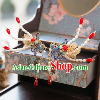 Aisan Chinese Handmade Classical Hair Accessories Pearls Phoenix Step Shake, China Xiuhe Suit Hairpins Wedding Headwear for Women