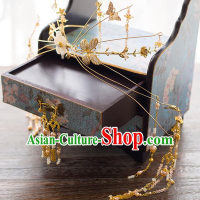 Aisan Chinese Handmade Classical Hair Accessories Tassel Phoenix Coronet, China Xiuhe Suit Hairpins Wedding Headwear for Women