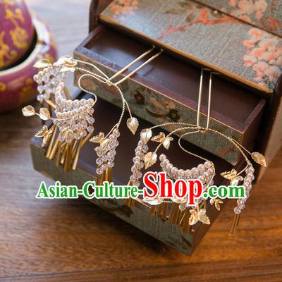 Aisan Chinese Handmade Classical Hair Accessories Tassel Step Shake, China Xiuhe Suit Hairpins Wedding Headwear for Women