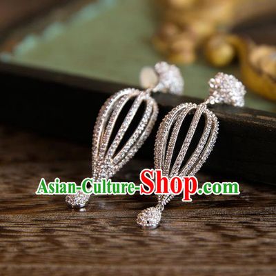 Top Grade Handmade Classical Accessories Baroque Style Princess Crystal Earrings Zircon Eardrop Headwear for Women
