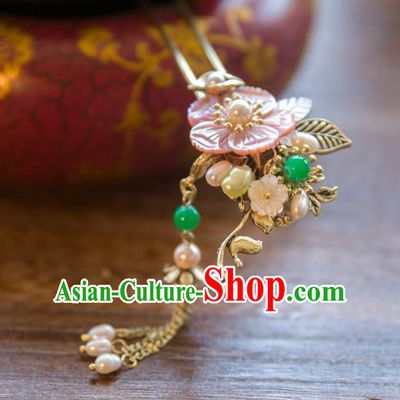 Aisan Chinese Handmade Classical Hair Accessories Pink Flowers Hair Clip, China Xiuhe Suit Hairpins Wedding Headwear for Women