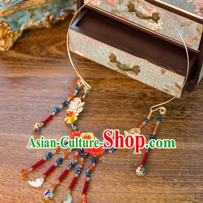 Aisan Chinese Handmade Classical Jewelry Accessories Tassel Necklace, China Xiuhe Suit Bride Tassel Necklet for Women