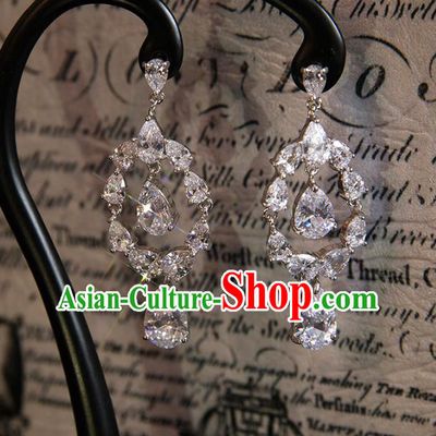 Top Grade Handmade Classical Hair Accessories Baroque Tassel Earrings, Princess Crystal Bride Eardrop for Women
