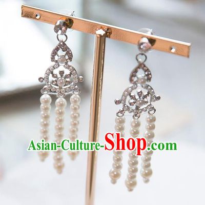 Top Grade Handmade Classical Hair Accessories Baroque Tassel Earrings, Princess Crystal Beads Eardrop for Women