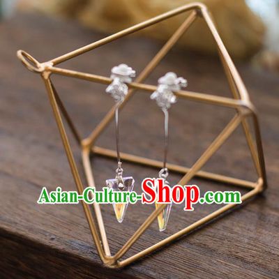 Top Grade Handmade Classical Hair Accessories Baroque Tassel Earrings, Princess Crystal Eardrop for Women