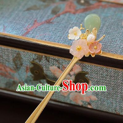 Aisan Chinese Handmade Classical Hair Accessories Hanfu Green Jade Hair Clip, China Xiuhe Suit Hairpins Wedding Headwear for Women