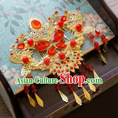 Chinese Handmade Classical Hair Accessories Bride Hair Comb, China Xiuhe Suit Hairpins Wedding Headwear for Women