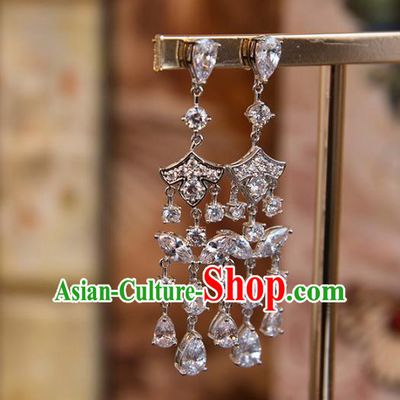 Top Grade Handmade Classical Hair Accessories Baroque Tassel Earrings, Princess Crystal Eardrop for Women