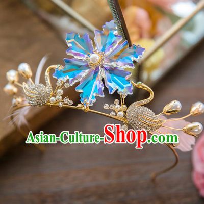 Top Grade Handmade Classical Hair Accessories Baroque Style Princess Pink Feather Swan Hair Clasp Headwear for Women