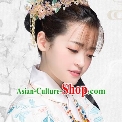 Chinese Handmade Classical Hair Accessories Bride Pink Hair Clasp Complete Set, China Xiuhe Suit Hairpins Wedding Headwear for Women