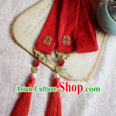 Chinese Handmade Classical Hair Accessories Bride Red Headband, China Xiuhe Suit Hair Clasp Wedding Headwear for Women