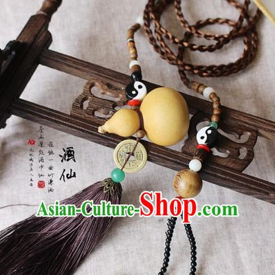 Chinese Handmade Classical Accessories Tassel Palace Taeniasis, China Hanfu Calabash Waist Pendant Headwear for Women