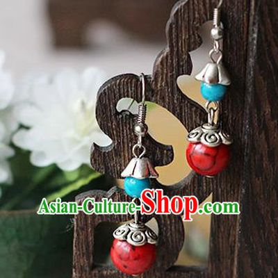 Chinese Handmade Classical Accessories Hanfu Red Tassel Earrings, China Xiuhe Suit Wedding Eardrop for Women