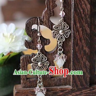 Chinese Handmade Classical Accessories Hanfu Earrings, China Xiuhe Suit Wedding Crystal Tassel Eardrop for Women