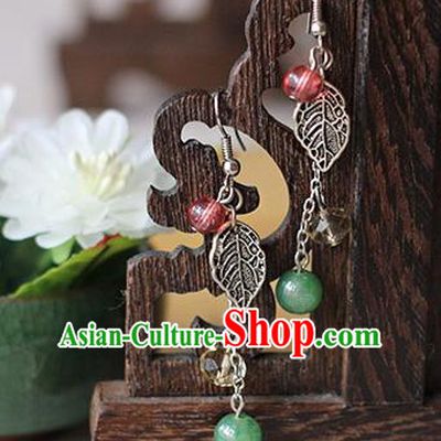 Chinese Handmade Classical Accessories Hanfu Earrings, China Xiuhe Suit Wedding Jade Beads Tassel Eardrop for Women