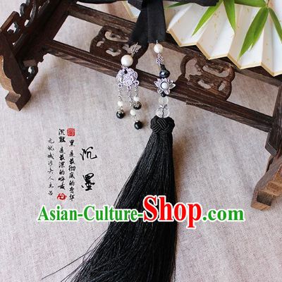 Chinese Handmade Classical Accessories Hanfu Black Silk Belt, China Ancient Hanfu Waistband for Women for Men