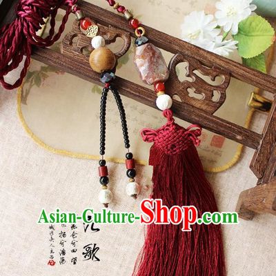 Chinese Handmade Classical Accessories Agate Tassel Palace Taeniasis, China Hanfu Waist Pendant Headwear for Women for Men