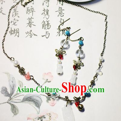 Chinese Handmade Classical Accessories Hanfu Necklace and Earrings for Women