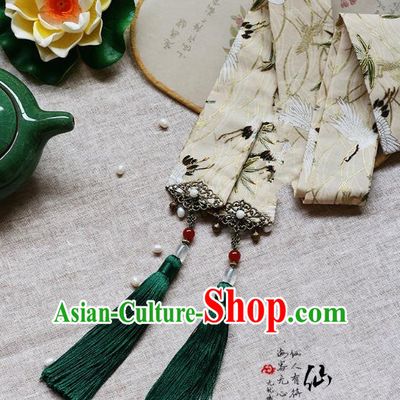 Chinese Handmade Classical Accessories Green Tassel Palace Taeniasis, China Hanfu Waist Pendant Headwear for Women for Men