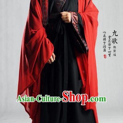 Traditional Ancient Chinese Han Dynasty Emperor Costume Complete Set, Chinese Hanfu Bridegroom Wedding Embroidered Robe for Men