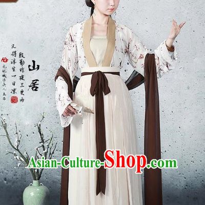 Traditional Ancient Chinese Song Dynasty Young Lady Costume, Chinese Hanfu Princess Dress for Women