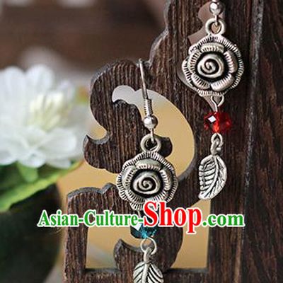 Chinese Handmade Classical Accessories Hanfu Rose Earrings, China Xiuhe Suit Wedding Eardrop for Women