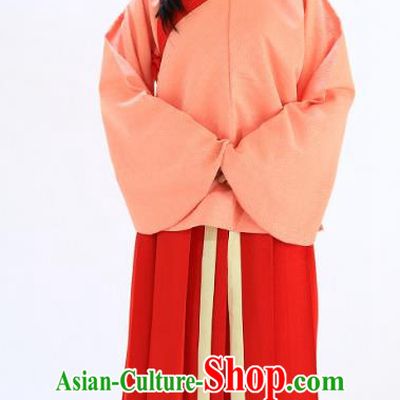Traditional Chinese Ming Dynasty Young Lady Costumes Ancient Princess Embroidered Pink Blouse and Red Skirt Complete Set for Women