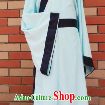 Traditional Asian China Han Dynasty Costume Chinese Hanfu Green Long Robe for Men