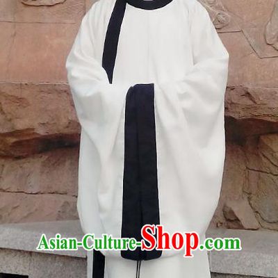 Traditional Oriental China Song Dynasty Costume Ancient Officer Gwanbok White Long Robe for Men