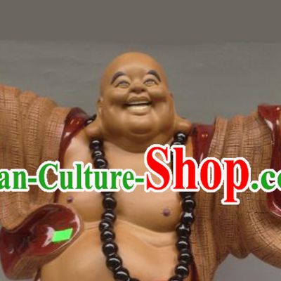 Chinese Shiwan Porcelain Figurine -Wise and Happy Monk Who Hugs All