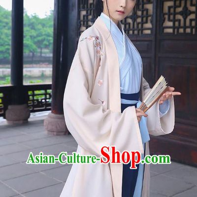 Traditional Chinese Ancient Costumes ASian China Han Dynasty Swordswomen Embroidery Clothing Long Cardigan for Women
