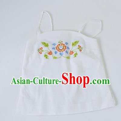 Traditional Chinese Ancient Hanfu Costumes, Asian China Song Dynasty Embroidery Sun-top Vest White Bellyband for Women