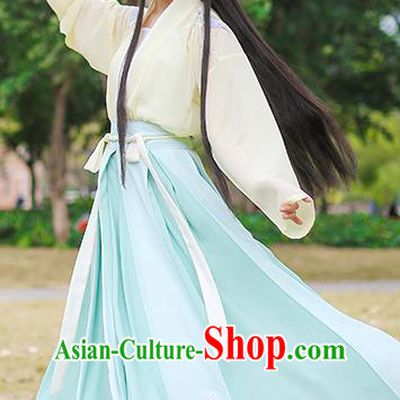 Ancient Chinese Palace Princess Hanfu Costume, Traditional China Song Dynasty Young Lady Clothing Embroidery Blouse and Skirt Complete Set