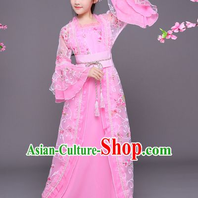 Ancient Chinese Palace Princess Costume and Headpieces Complete Set for Girls Children Kids