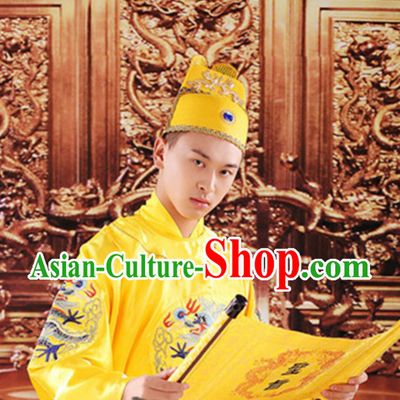Ancient Chinese Tang Dynasty Emperor and Hat Clothing Complete Set for Men