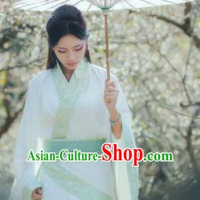 Traditional Chinese Ancient Young Lady Hanfu Costumes, Asian China Han Dynasty Palace Princess Embroidery Curve Bottom for Women
