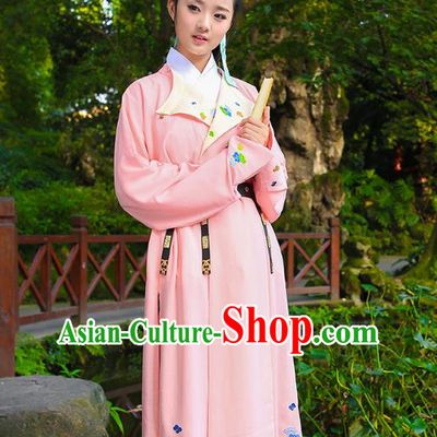 Traditional Chinese Ancient Hanfu Swordswoman Costume, Asian China Ming Dynasty Young Lady Embroidered Pink Long Robe for Women