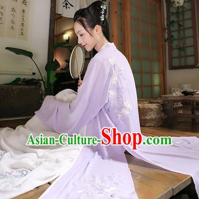 Traditional Chinese Ancient Princess Hanfu Costumes, Asian China Song Dynasty Palace Lady Embroidery Purple BeiZi Cardigan for Women