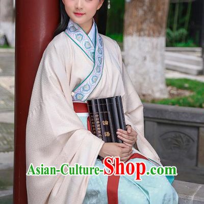 Traditional Chinese Ancient Hanfu Young Lady Costumes, Asian China Han Dynasty Princess Embroidery Pink Dress Clothing for Women
