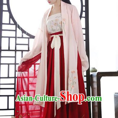 Traditional Chinese Ancient Hanfu Princess Costume, Asian China Tang Dynasty Palace Lady Embroidered Dress Clothing for Women