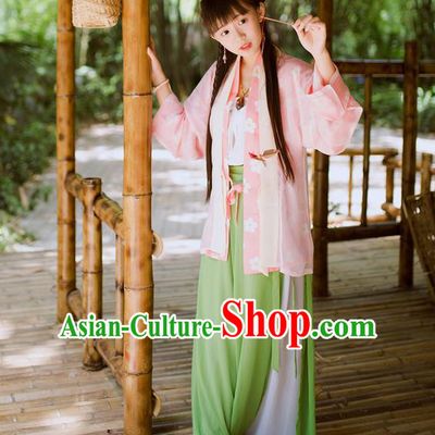 Traditional Chinese Ancient Hanfu Princess Costume, Asian China Song Dynasty Palace Lady Embroidered Blouse and Pants for Women