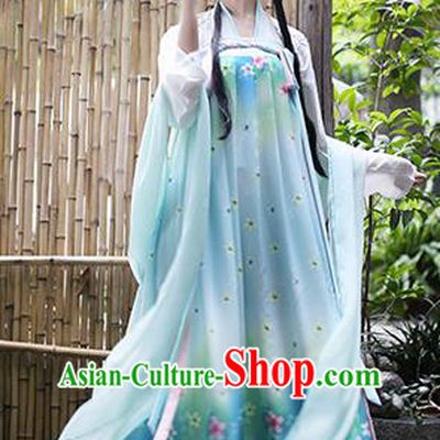 Traditional Chinese Ancient Hanfu Princess Costume Green Slip Skirts, Asian China Tang Dynasty Palace Lady Clothing for Women