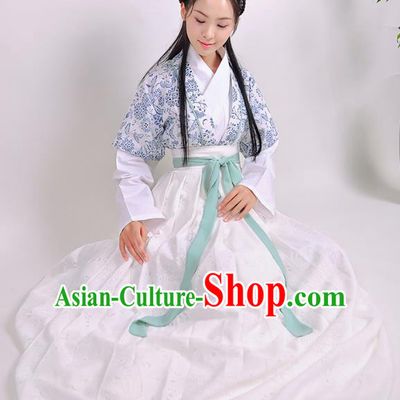 Traditional Chinese Ancient Hanfu Princess Costume Slip Skirts, Asian China Song Dynasty Palace Lady Half-Sleeves Clothing for Women