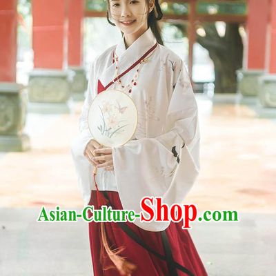 Traditional Chinese Ancient Hanfu Costume Palace Lady Dress, Asian China Ming Dynasty Princess Embroidered Clothing for Women